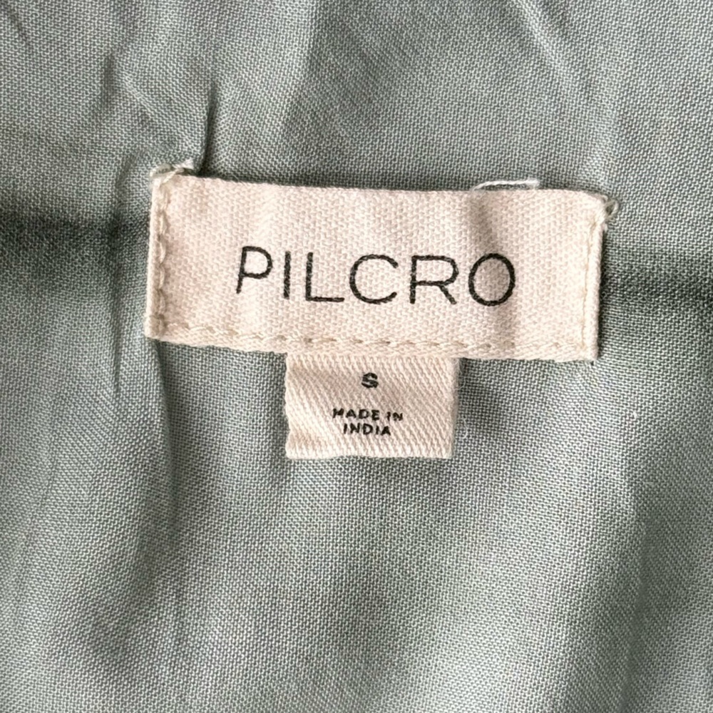 Anthropologie Pilcro Sage Green Foil Shine Button Down Shirt Top Size S - Picture 12 of 16